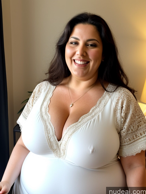 ai nude image of pregnant woman in white dress posing for picture in front of window pics of Milf Busty Beautiful Thick Chubby Fat Big Hips Long Hair Fairer Skin Black Hair Egyptian Cleavage Bright Lighting 50s Laughing Tunic