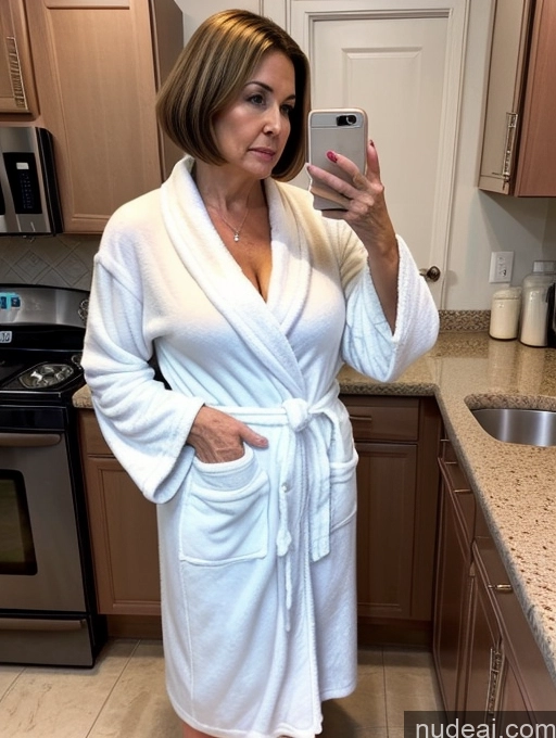 related ai porn images free for Milf Perfect Boobs Sad Bobcut Mirror Selfie Kitchen Bathrobe