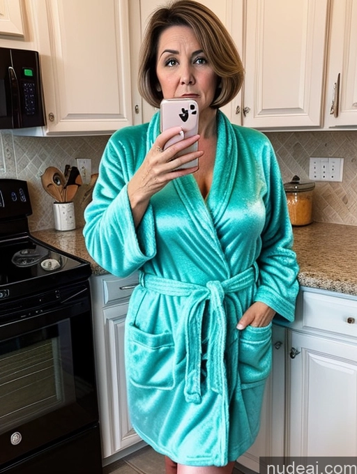related ai porn images free for Milf Perfect Boobs Sad Bobcut Mirror Selfie Kitchen Bathrobe