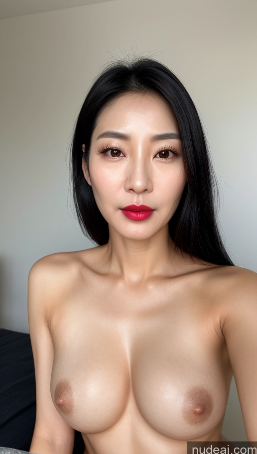 related ai porn images free for Woman One Beautiful Lipstick Black Hair Slicked Close-up View Small Tits Korean 40s Perfect Boobs