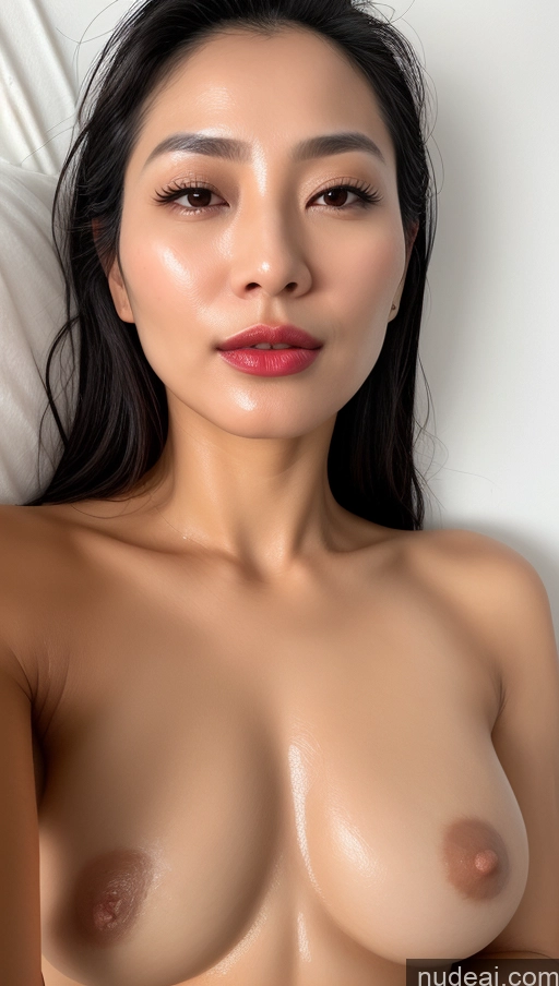 related ai porn images free for Woman One Beautiful Lipstick Black Hair Close-up View Small Tits Korean Perfect Boobs 40s Slicked Oiled Body Detailed