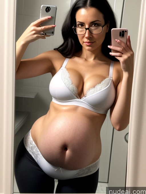 related ai porn images free for Woman One Perfect Boobs Glasses Pubic Hair Fairer Skin 30s Black Hair Straight German Bright Lighting Detailed Pregnant Front View Bra Yoga Pants Mirror Selfie Bathroom Serious