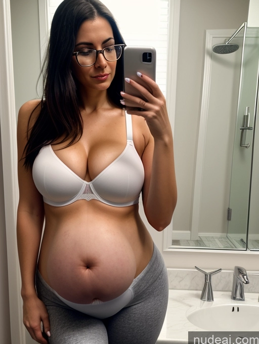 related ai porn images free for Woman One Perfect Boobs Glasses Pubic Hair Fairer Skin 30s Black Hair Straight German Bright Lighting Detailed Pregnant Front View Bra Yoga Pants Mirror Selfie Bathroom Serious