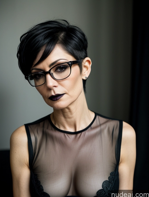 related ai porn images free for Milf Short Serious Seductive Pixie Goth Skinny Glasses Transparent