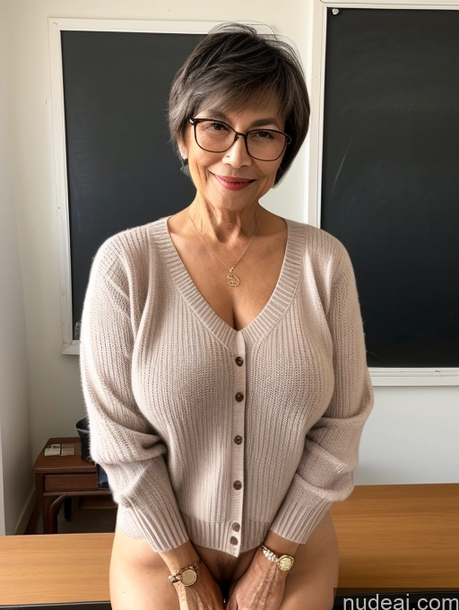 related ai porn images free for Milf Perfect Boobs Perfect Body Beautiful Glasses 70s Short Hair Chinese Blouse Casual Stylish Teacher Sweater Nude Detailed Pubic Hair