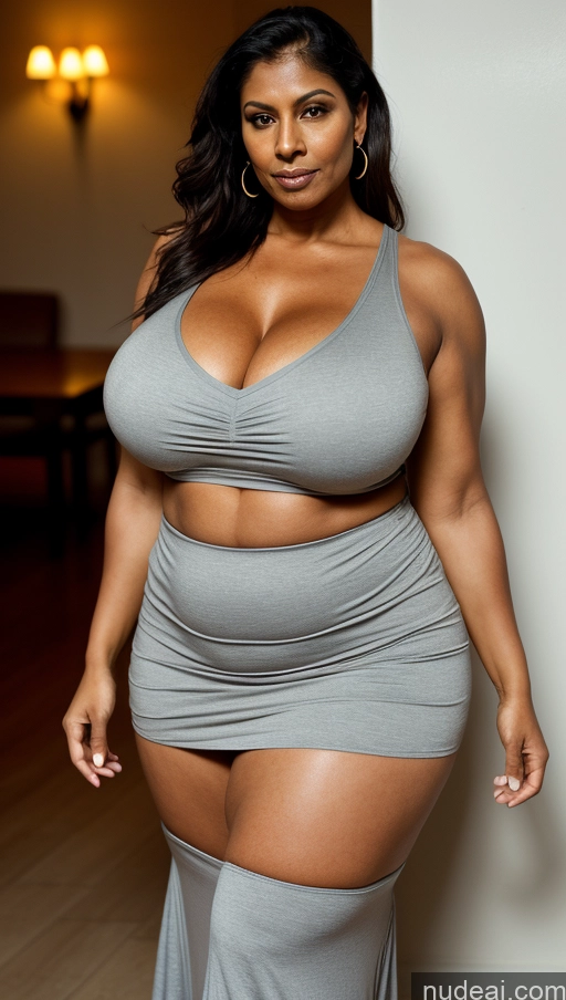 ai nude image of a pregnant woman in a grey dress posing for a picture pics of Milf Huge Boobs Beautiful Tattoos Muscular Big Ass Thick Fat Tall Dark Skin 70s Serious Ginger Indian Film Photo Beach Front View T-pose Dark Lighting Sexy Face Blouse Long Skirt Straight