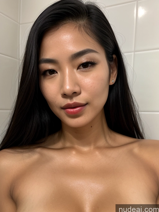 ai nude image of arafed asian woman with long black hair in a bathroom pics of Model One Huge Boobs Beautiful Perfect Body Long Hair Oiled Body 20s Serious Black Hair Skin Detail (beta) Bathroom Close-up View Nude Detailed Sexy Face Short Lipstick Thai