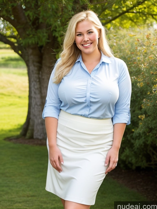 ai nude image of a woman in a skirt and shirt standing in a field pics of Milf Busty Big Ass Chubby Big Hips 18 Happy Blonde Bangs Scandinavian Blouse Flight Attendant Long Skirt Pantyhose