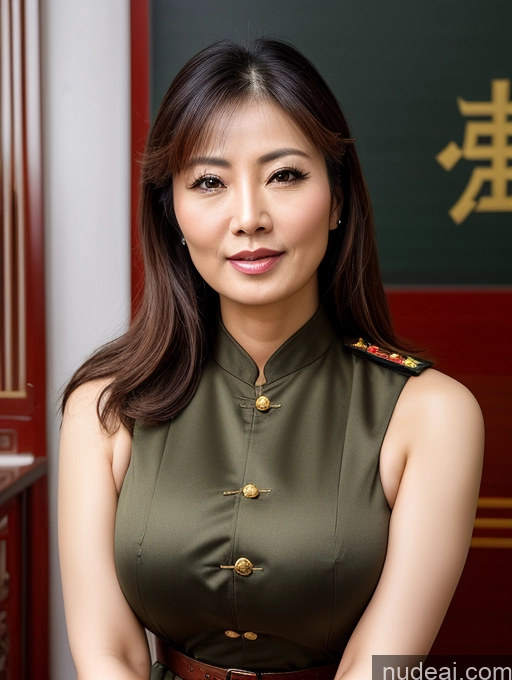 ai nude image of arafed asian woman in military dress posing for a picture pics of Woman Busty Perfect Boobs Small Tits Pubic Hair 50s Sexy Face Chinese Military