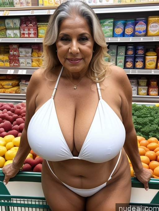 related ai porn images free for Milf One Busty Huge Boobs Thick Tanned Skin 80s Indian Grocery Front View Microkini Thong