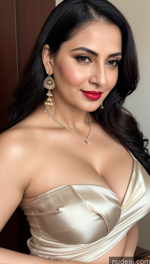 related ai porn images free for Woman One Lipstick 40s Sari Cleavage Busty Black Hair Beautiful Perfect Boobs Close-up View Detailed Simple Indian Fairer Skin Slicked Blouse