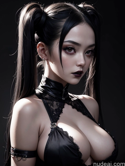 related ai porn images free for Chinese Goth Short Busty Serious Seductive Pigtails Front View