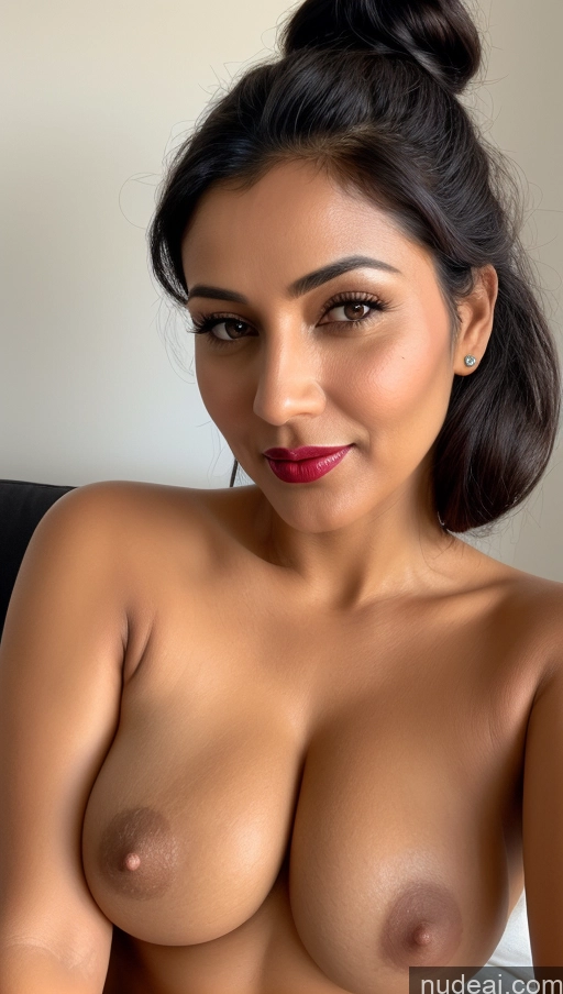 related ai porn images free for Woman One Lipstick 40s Busty Black Hair Perfect Boobs Close-up View Beautiful Indian Hair Bun Simple Detailed