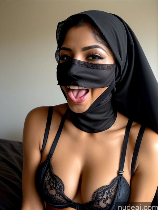 related ai porn images free for Lingerie Model One 30s Abs Laughing Ahegao Sexy Face White Hair Messy Black Hell Close-up View Niqab