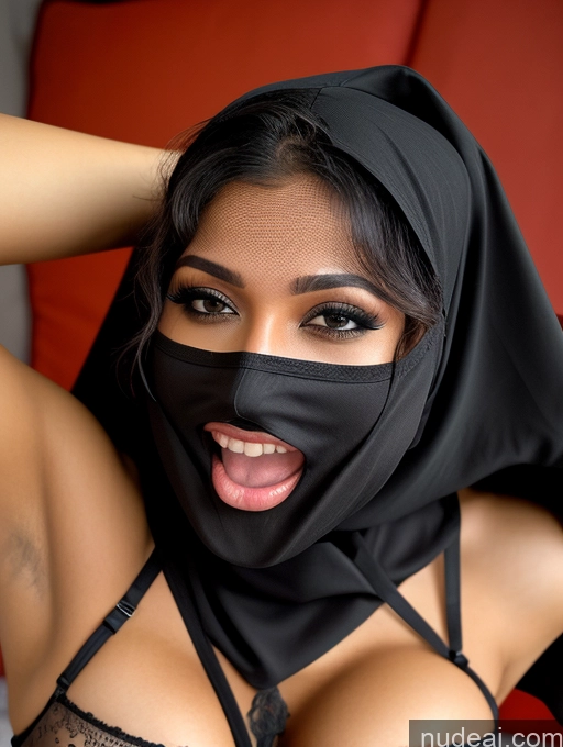 related ai porn images free for Lingerie Model One 30s Abs Laughing Ahegao Sexy Face White Hair Messy Black Hell Close-up View Niqab