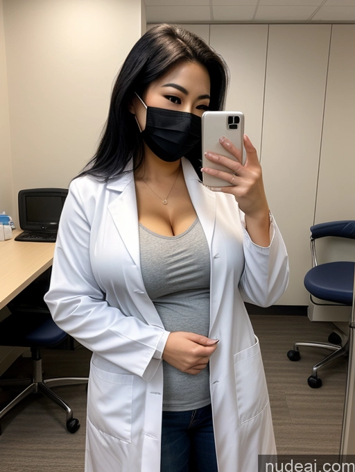 related ai porn images free for Busty Perfect Boobs Beautiful Big Hips Perfect Body 20s Front View Black Hair Asian Thick Face Mask Hospital Lab Coat