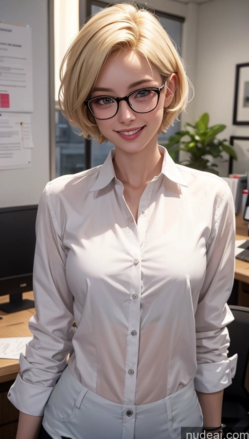 related ai porn images free for 18 Happy Blonde Small Tits Office Skinny Pixie Shirt Glasses