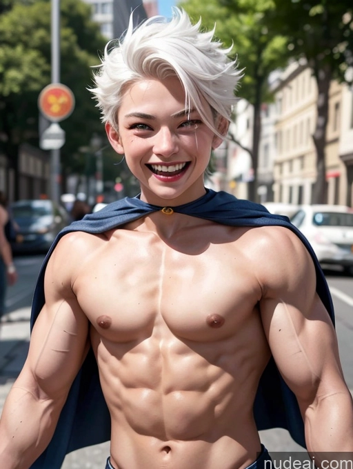 related ai porn images free for 18 Muscular Happy Superhero Skinny Beautiful White Hair Street