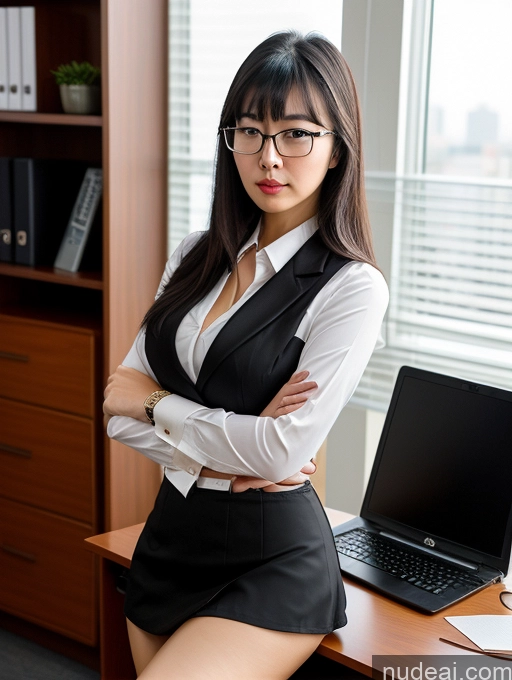 related ai porn images free for Woman Beautiful Perfect Boobs 20s Serious Black Hair Chinese Bangs Glasses Office Secretary Micro Skirt