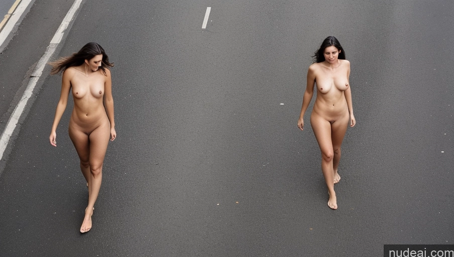 ai nude image of two naked women walking down a street next to a street pics of G Several Street