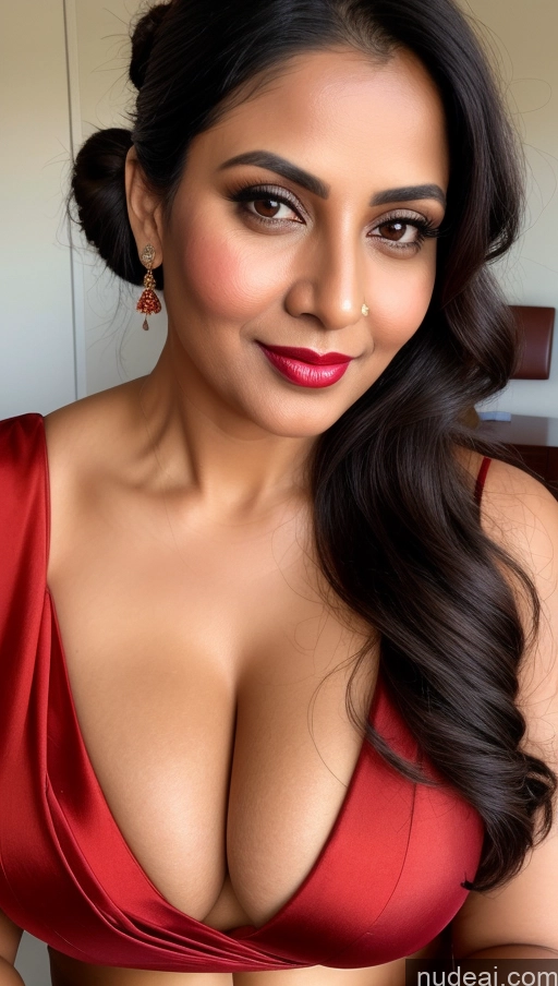 related ai porn images free for Woman One Black Hair Close-up View Detailed Sari Cleavage Simple Perfect Boobs Lipstick Beautiful Busty 40s Hair Bun