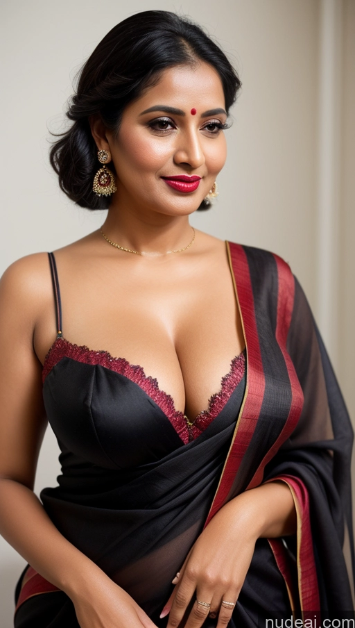 related ai porn images free for Woman One Black Hair Close-up View Detailed Sari Cleavage Simple Perfect Boobs Lipstick Beautiful Busty 40s