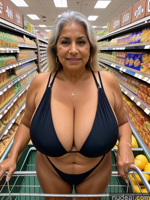 related ai porn images free for Milf One Busty Huge Boobs Thick Tanned Skin 80s Indian Front View Grocery Microkini Thong