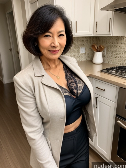 related ai porn images free for Milf Two Perfect Boobs Beautiful Perfect Body Bobcut Chinese Kitchen Bra Jacket Professor Stylish Suit Cleavage Detailed Sexy Face 70s