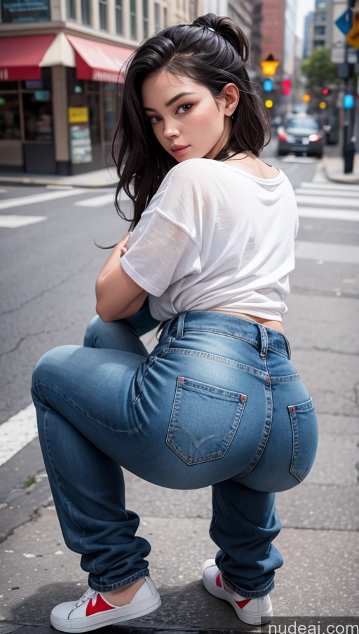 related ai porn images free for Street Big Ass Short 18 Film Photo Close-up View Chubby Squatting Casual Jeans