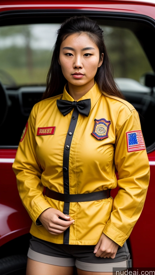 ai nude image of arafed woman in yellow jacket standing next to a red car pics of Perfect Boobs Beautiful Perfect Body 18 Angry Messy Chinese Oiled Body Big Hips Bow Tie Boots Military Martial Arts High Heels Firefighter Car