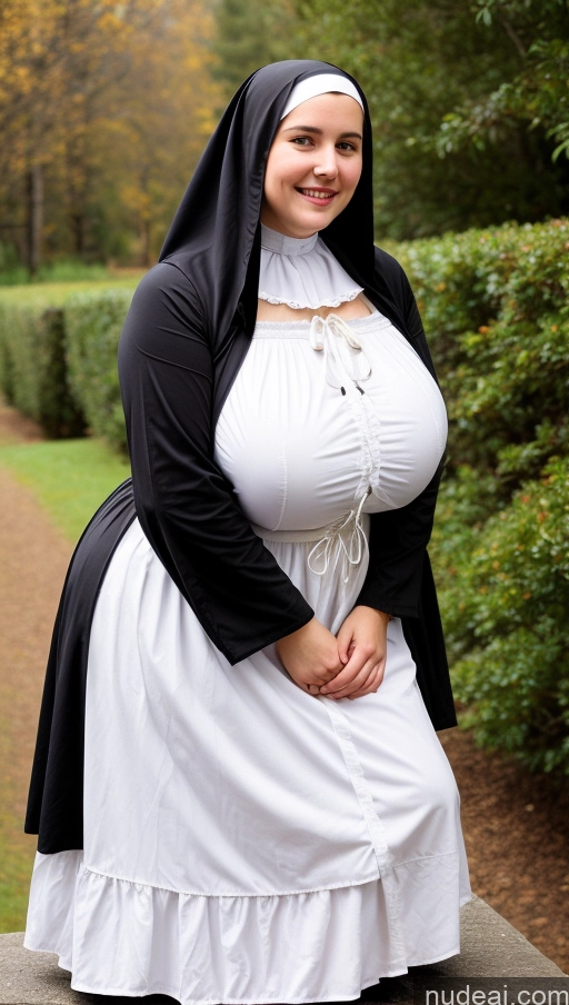 ai nude image of arafed woman dressed in a nun costume posing for a picture pics of Huge Boobs Big Hips Thick Big Ass Perfect Body Nun Western Cleavage Victorian Dirndl Shocked Happy Beautiful 18