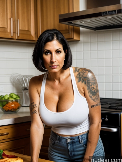 related ai porn images free for Tank Top Jeans Front View Huge Boobs Tall Tanned Skin Tattoos Eating Black Hair Bobcut Cleavage Serious 30s Kitchen Milf Jewish