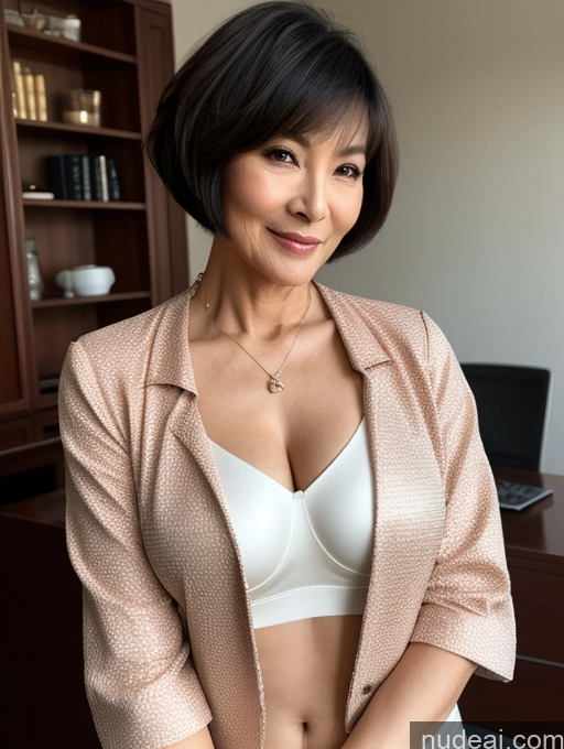 related ai porn images free for Woman Perfect Boobs Beautiful Perfect Body 70s Chinese Blouse Bra Jacket Professor Stylish Detailed Short Hair Cleavage