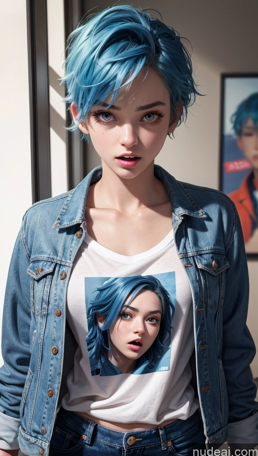 related ai porn images free for 18 Pixie Jacket Blue Hair Shirt Shocked Jeans