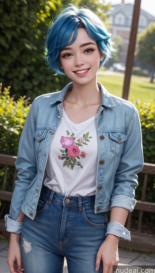 related ai porn images free for 18 Pixie Jacket Blue Hair Shirt Jeans Happy