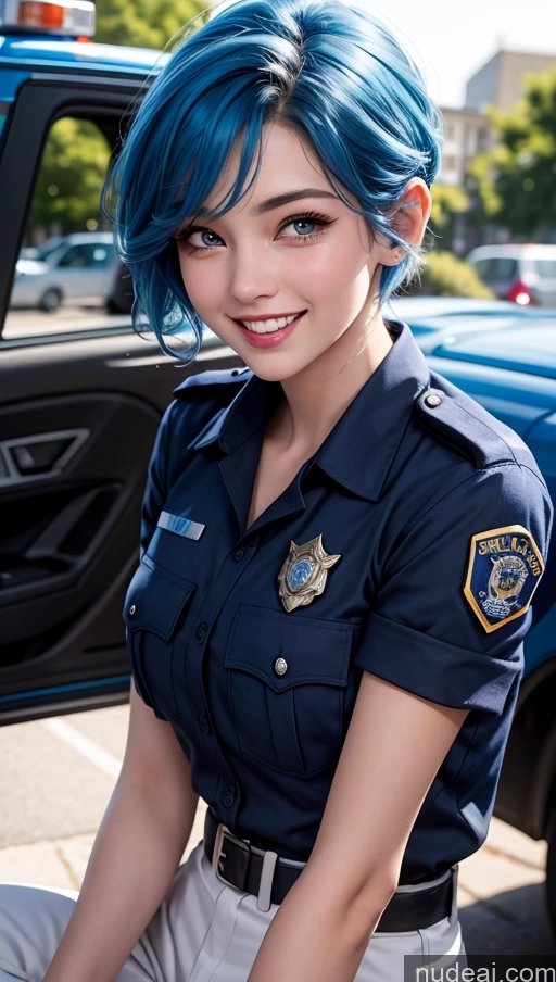 related ai porn images free for 18 Pixie Blue Hair Happy Police