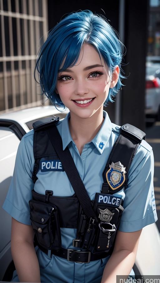 related ai porn images free for 18 Pixie Blue Hair Happy Police