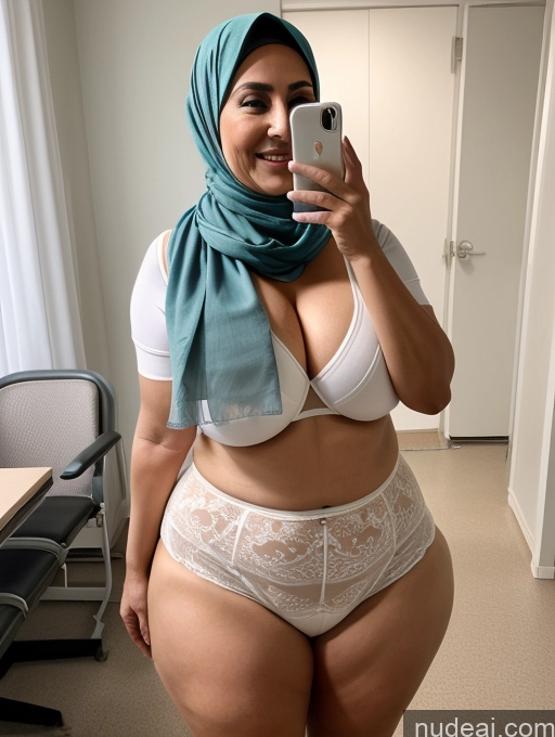 related ai porn images free for Milf One Huge Boobs Big Ass Chubby Big Hips Short Oiled Body 60s Laughing Arabic Mirror Selfie Front View Bright Lighting Detailed Hospital Scarf Underwear