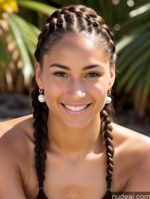 ai nude image of smiling woman with braids and a smile on her face pics of Beautiful Happy Seductive Sexy Face Serious Athlete Braided Pearl Jewelry