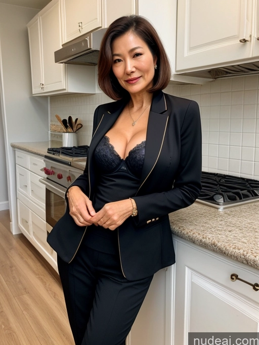 related ai porn images free for Milf Two Perfect Boobs Beautiful Perfect Body 70s Bobcut Chinese Kitchen Bra Jacket Professor Stylish Suit Cleavage Detailed Sexy Face