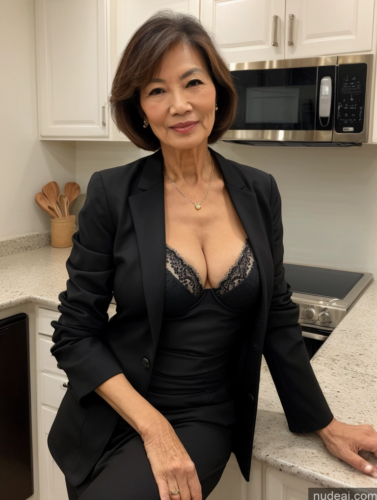 related ai porn images free for Milf Two Perfect Boobs Beautiful Perfect Body 70s Bobcut Chinese Kitchen Bra Jacket Professor Stylish Suit Cleavage Detailed Sexy Face