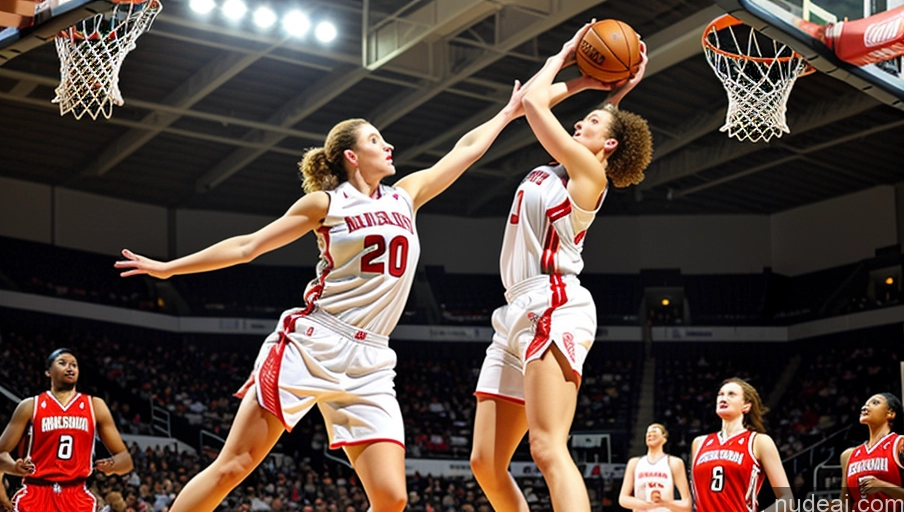 ai nude image of arafed female basketball player trying to block a shot by a female basketball player pics of Several Woman Busty Big Ass Big Hips Fairer Skin Basketball Dynamic View