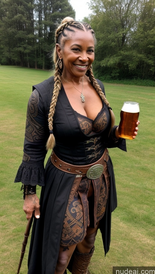 ai nude image of woman in medieval dress holding a beer glass and walking in a field pics of Milf Muscular Abs Dark Skin Viking Victorian Tattoos Braided 80s Pubic Hair Black Laughing Beer Pirate