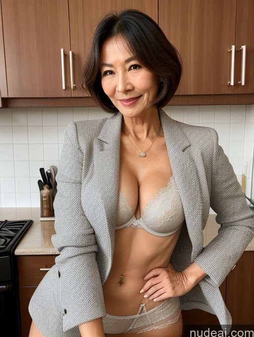 related ai porn images free for Milf Two Perfect Boobs Beautiful Perfect Body 70s Bobcut Chinese Kitchen Bra Jacket Professor Stylish Suit Cleavage Detailed Sexy Face