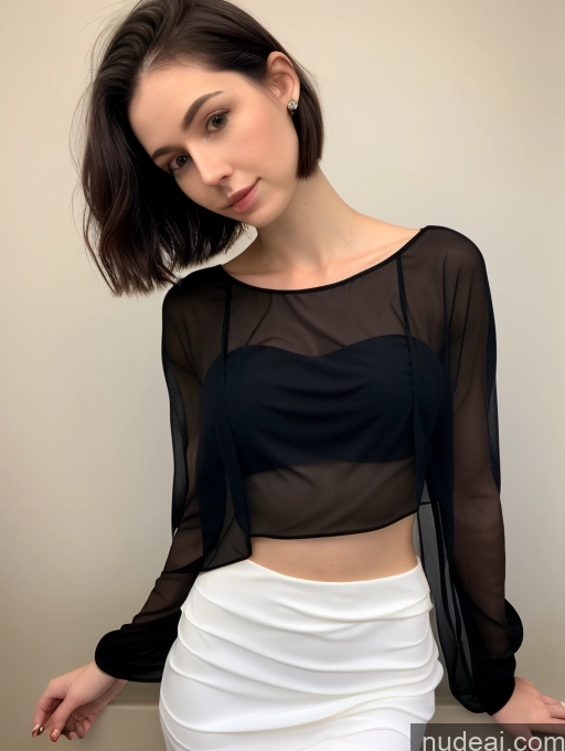 related ai porn images free for Woman Fairer Skin Black Hair Pixie White Bright Lighting Front Facing Full Body Short Beautiful 18 Sheer Skirt (Beach Fashion)