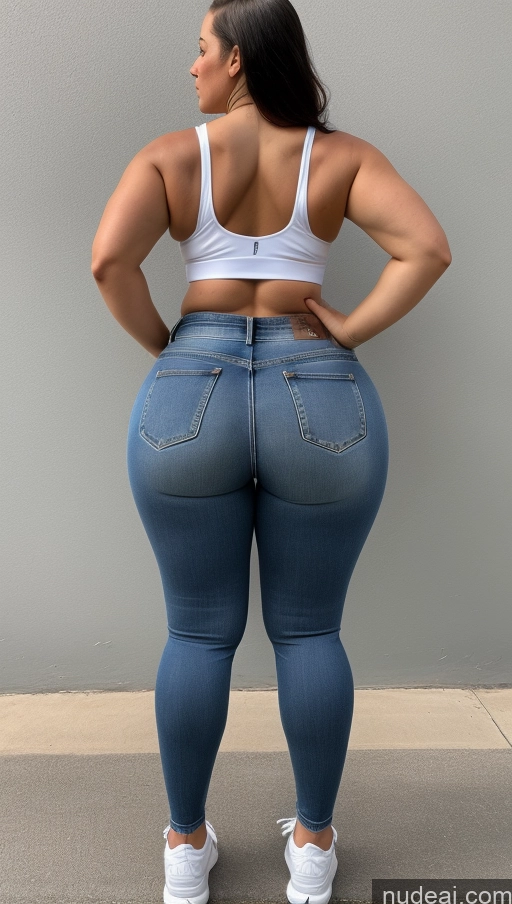 ai nude image of araffe butt lifter in a white top and blue jeans pics of Athlete Big Ass Big Hips Jeans