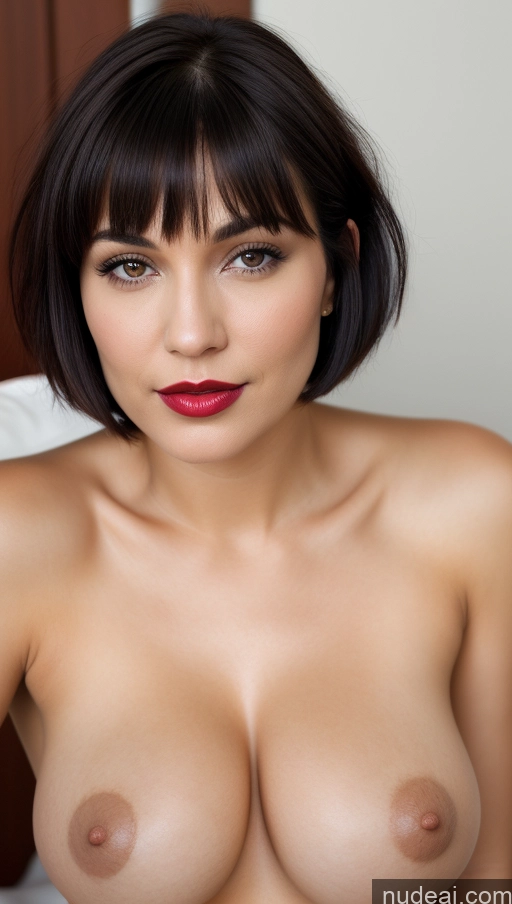 related ai porn images free for Woman One Perfect Boobs Beautiful Lipstick Short Hair Close-up View Black Hair Detailed 30s