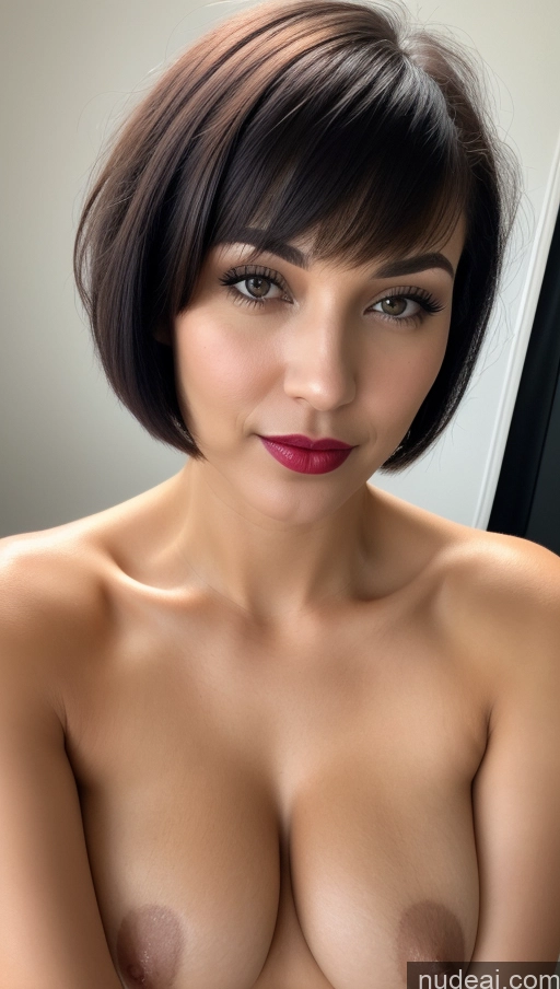 related ai porn images free for Woman One Perfect Boobs Beautiful Lipstick Short Hair Close-up View Black Hair Detailed 30s