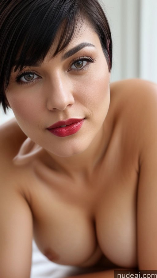 related ai porn images free for Woman One Perfect Boobs Beautiful Lipstick Short Hair Close-up View Black Hair Detailed 30s