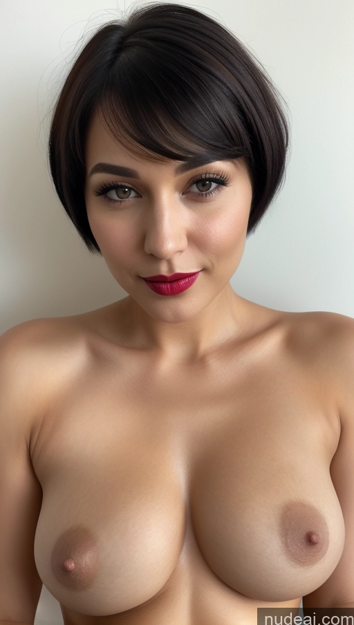 related ai porn images free for Woman One Beautiful Lipstick Black Hair Close-up View Perfect Boobs Small Tits Short Hair Detailed 30s